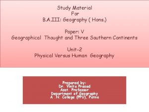 Study Material For B A III Geography Hons