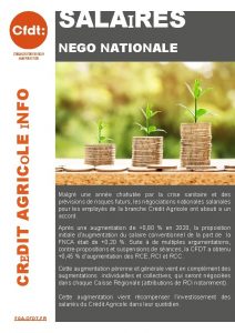 SALAIRES CREDIT AGRICOLE INFO NEGO NATIONALE Malgr une