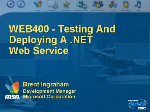 WEB 400 Testing And Deploying A NET Web