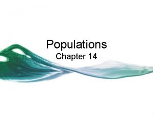 Populations Chapter 14 Part 1How Populations Grow Populations