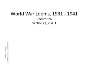 World War Looms 1931 1941 Mitten CSHS AMAZ