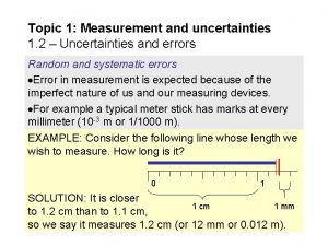 Topic 1 Measurement and uncertainties 1 2 Uncertainties