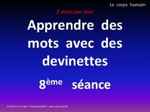 Le corps humain 2 mots par jour Apprendre