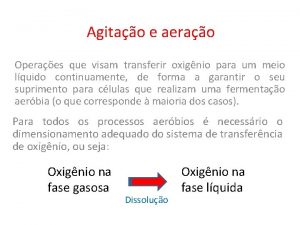 Agitao e aerao Operaes que visam transferir oxignio