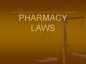PHARMACY LAWS 1 Pharmacy Laws Federal law takes