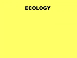 ECOLOGY Levels of Organization in Ecology Individual A