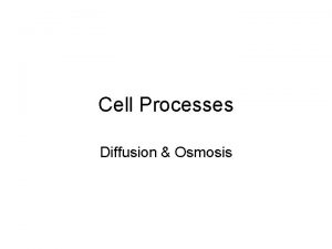 Cell Processes Diffusion Osmosis How Substances Move into