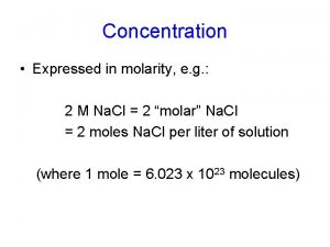 Concentration Expressed in molarity e g 2 M