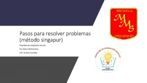 Pasos para resolver problemas mtodo singapur Programa de