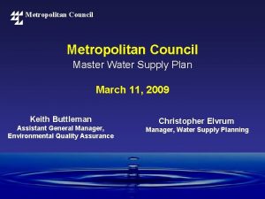 Metropolitan Council Master Water Supply Plan March 11