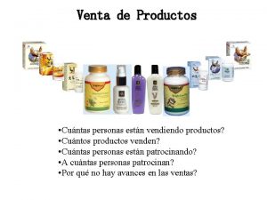 Venta de Productos Cuntas personas estn vendiendo productos