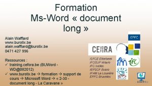 Formation MsWord document long Alain Wafflard www burotix