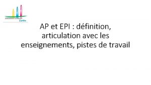 AP et EPI dfinition articulation avec les enseignements