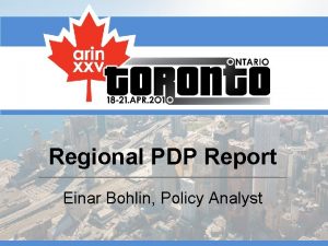 Regional PDP Report Einar Bohlin Policy Analyst Proposal