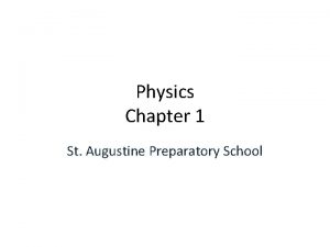 Physics Chapter 1 St Augustine Preparatory School The