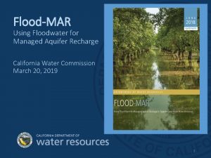 FloodMAR Using Floodwater for Managed Aquifer Recharge California