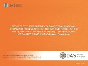 EFFORTS BY THE DEPARTMENT AGAINST TRANSNATIONAL ORGANIZED CRIME