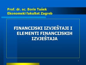 Prof dr sc Boris Tuek Ekonomski fakultet Zagreb