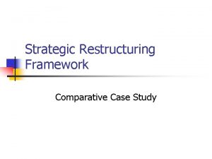 Strategic Restructuring Framework Comparative Case Study Strategic Restructuring