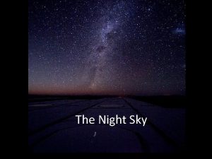 The Night Sky Some terminology Zenith the point