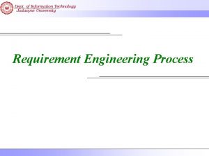 Requirement Engineering Process Requirements Engineering Establishing what the