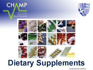 Dietary Supplements DeusterKemmerTubbsZeno DS and the Law DSHEA