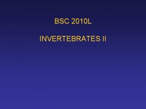 BSC 2010 L INVERTEBRATES II Principal Biological Concepts