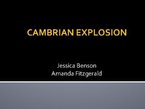 CAMBRIAN EXPLOSION Jessica Benson Amanda Fitzgerald HISTORY AND