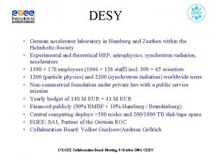 DESY German accelerator laboratory in Hamburg and Zeuthen