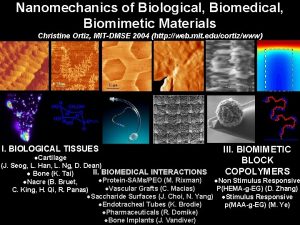 Nanomechanics of Biological Biomedical Biomimetic Materials Christine Ortiz
