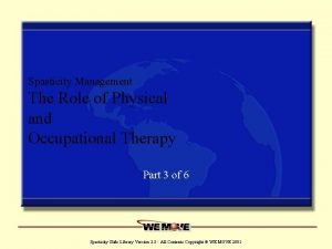 Spasticity Management The Role of Physical and Occupational
