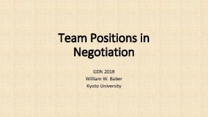 Team Positions in Negotiation GDN 2018 William W