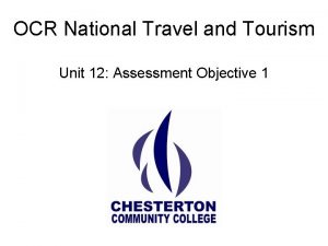 OCR National Travel and Tourism Unit 12 Assessment