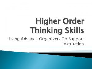 Higher Order Thinking Skills Using Advance Organizers To