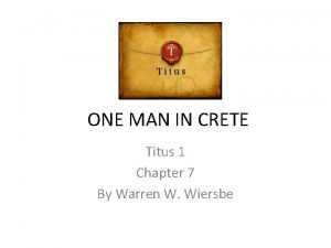 ONE MAN IN CRETE Titus 1 Chapter 7