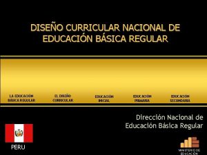 DISEO CURRICULAR NACIONAL DE EDUCACIN BSICA REGULAR LA