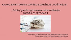 KAUNO SANATORINIS LOPELISDARELIS PUYNLIS Eiuk grups ugdomosios veiklos