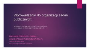 Wprowadzenie do organizacji zada publicznych wyjanienie podstawowych poj