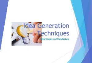 Idea Generation Techniques Higher Design and Manufacture Idea