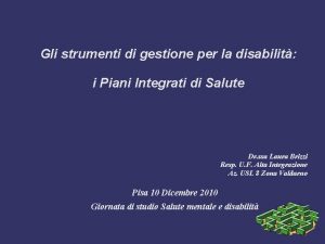 Gli strumenti di gestione per la disabilit i