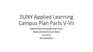 SUNY Applied Learning Campus Plan Parts VVII Applied