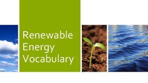 Renewable Energy Vocabulary Biomass Energy that is produced