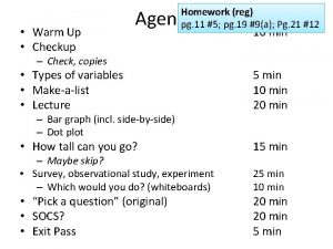 Warm Up Checkup Homework reg pg 11 5