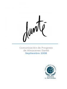 Comunicacin de Progreso de Almacenes Dant Septiembre 2008