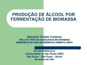 PRODUO DE LCOOL POR FERMENTAO DE BIOMASSA Eduardo