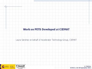 Work on PETS Developed at CIEMAT Laura Snchez