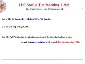 LHC Status Tue Morning 3 Mai Bernhard Holzer
