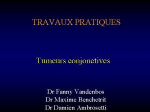 TRAVAUX PRATIQUES Tumeurs conjonctives Dr Fanny Vandenbos Dr