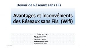 Devoir de Rseaux sans Fils Avantages et Inconvnients