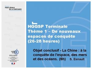 HGGSP Terminale Thme 1 De nouveaux espaces de